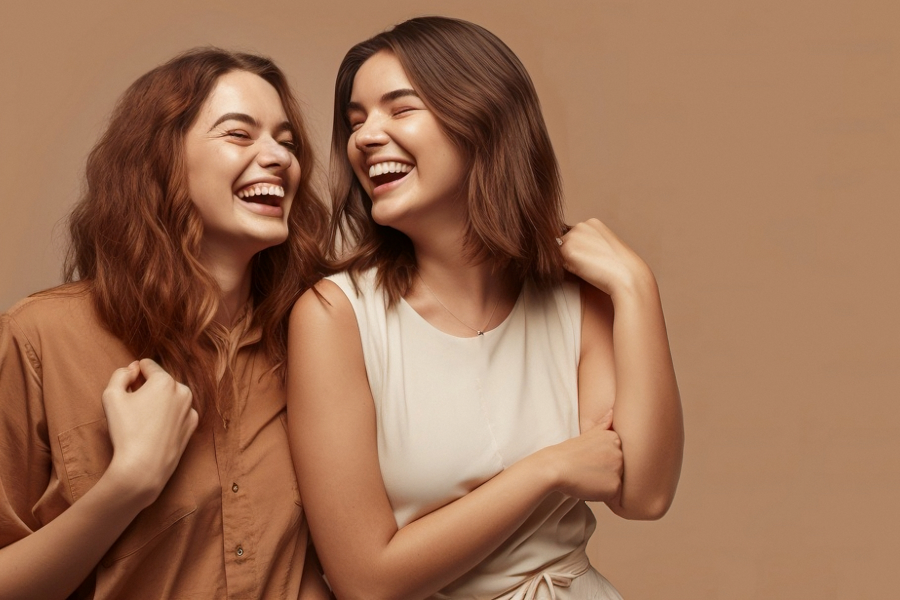 Two women laughing 